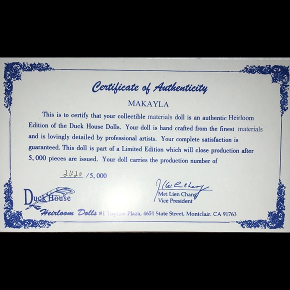 Duck House “Native American” Heirloom Dolls “MAKAYLA” - Picture 6 of 9